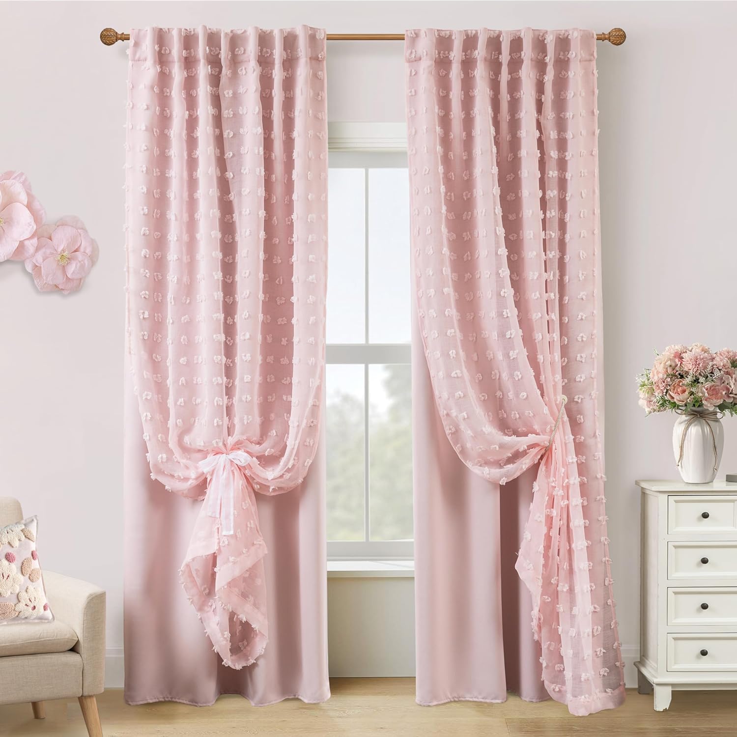 Light Blush Pink Blackout Curtains for Bedroom Nursery Decor