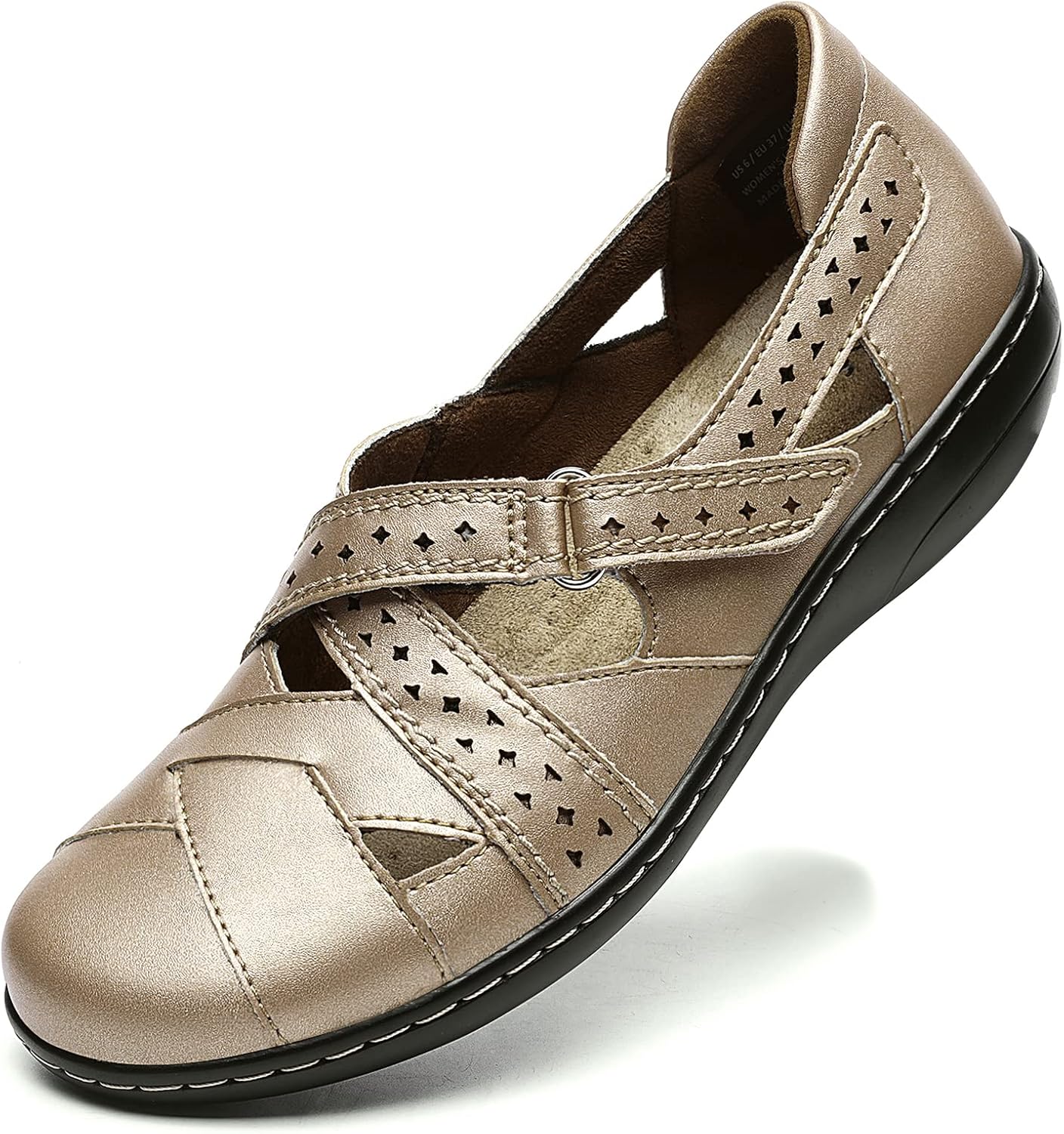 Irrefour Women's Classic Genuine Leather Casual Loafer Sandal
