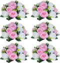 Fake Flower Ball Arrangement Bouquet Set of 6 - Full 15-Head Rose