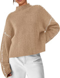 Womens Chunky Knit Mock Neck Oversized Pullover Sweater - Cozy Fit