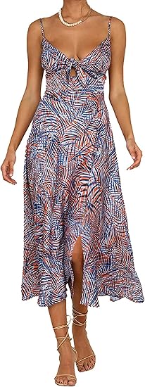 Fashionme Women Spaghetti Strap Midi Satin Dress for Elegance