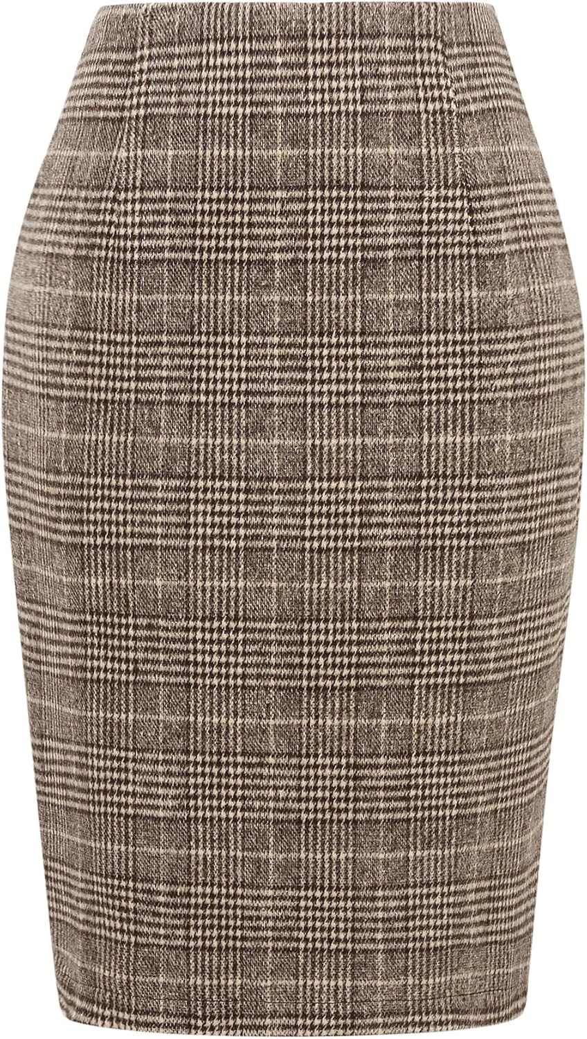 Plaid Skirts for Women Fall Winter Knee Length Pencil Wool Skirt