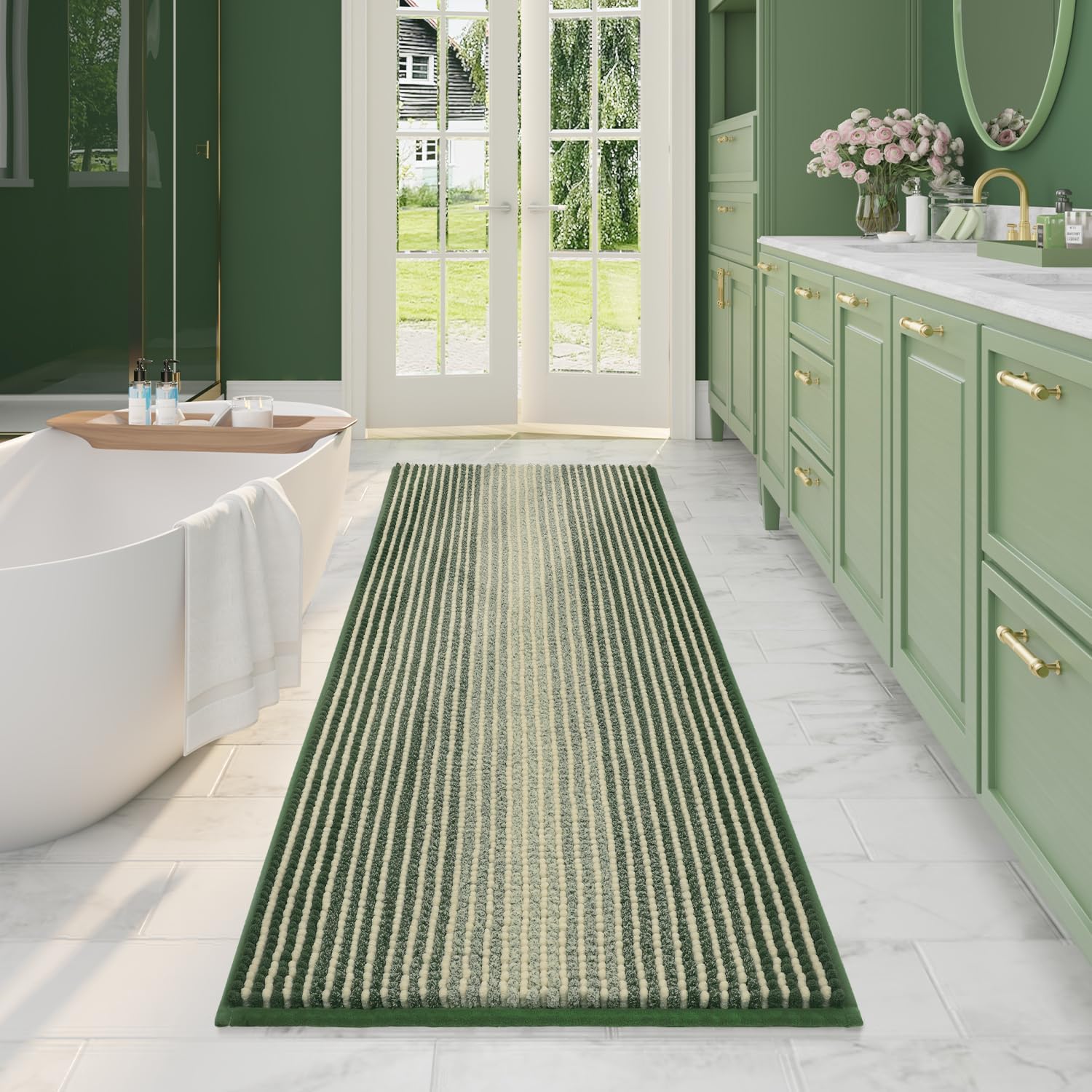 BSICPRO Large Bathroom Rugs - Non Slip Chenille Runner 24 x 70 in