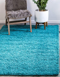 Unique Loom Solid Shag Area Rug 5 ft 1 in x 8 ft - Deep Aqua Blue