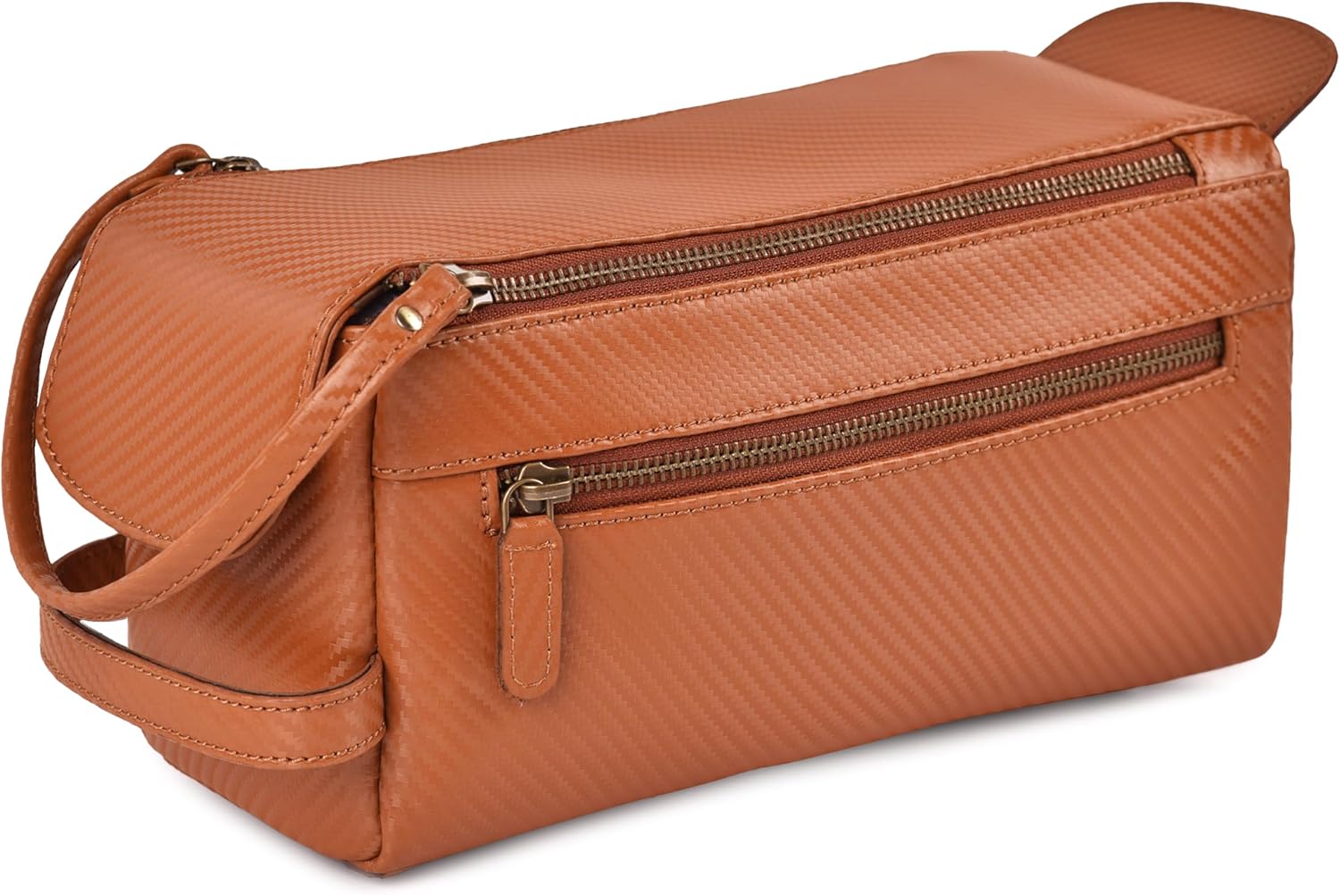 Premium Carbon Fiber Genuine Leather Travel Toiletry Bag for All