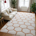 Zentavio Area Rug 5x8 Plush High Pile Honeycomb Khaki - Soft Comfort
