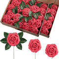 100 Pieces Foam Rose Heads Bulk for DIY Wedding Bouquets - Red