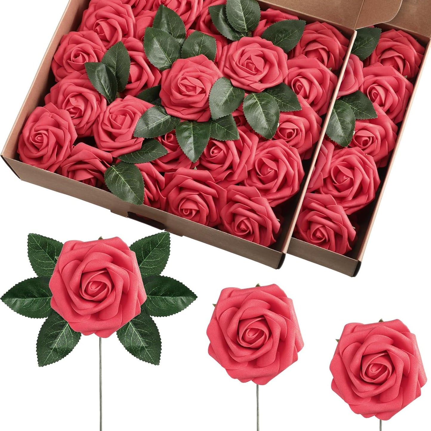 100 Pieces Artificial Foam Rose Flowers for DIY Wedding Decor