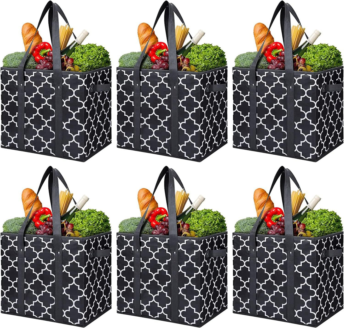 Reusable Grocery Bags 6-Pack for Easy Shopping and Storage