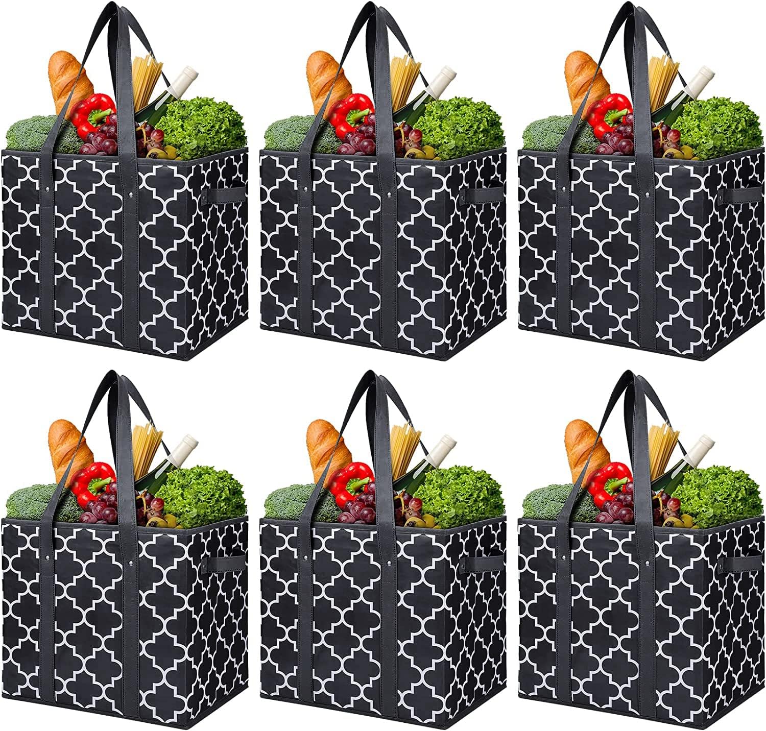 Reusable Grocery Bags 6-Pack for Easy Shopping and Storage