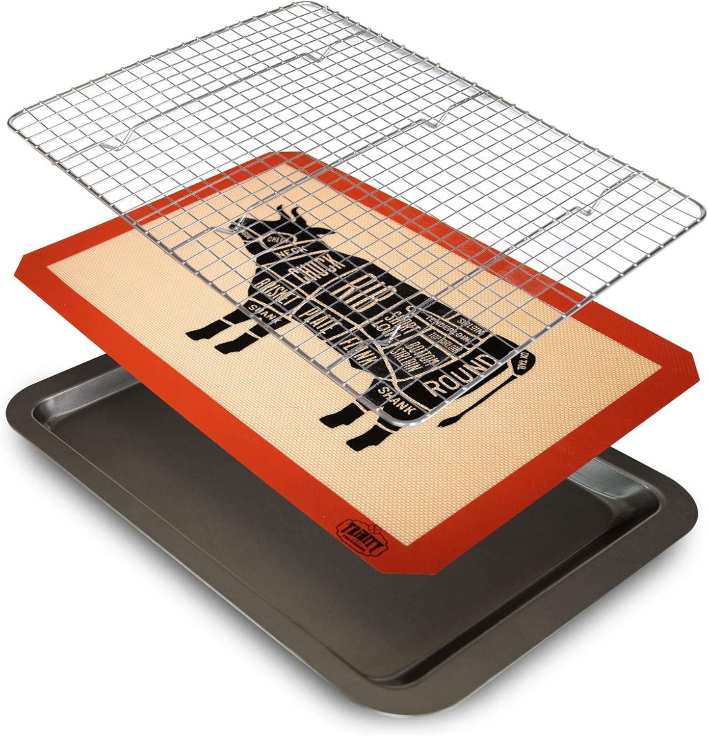 Trinity Provisions Meat Resting Pan with Wire Rack for Perfect Steak