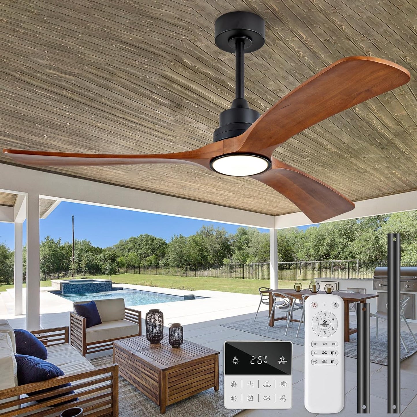 52 inch Ceiling Fan with Lights and Remote Control for Home