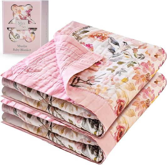 100% Cotton Muslin Baby Blanket - Soft & Lightweight Design