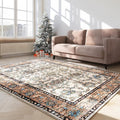 4x6 Washable Area Rug Ivory Beige with Charcoal Border - Versatile