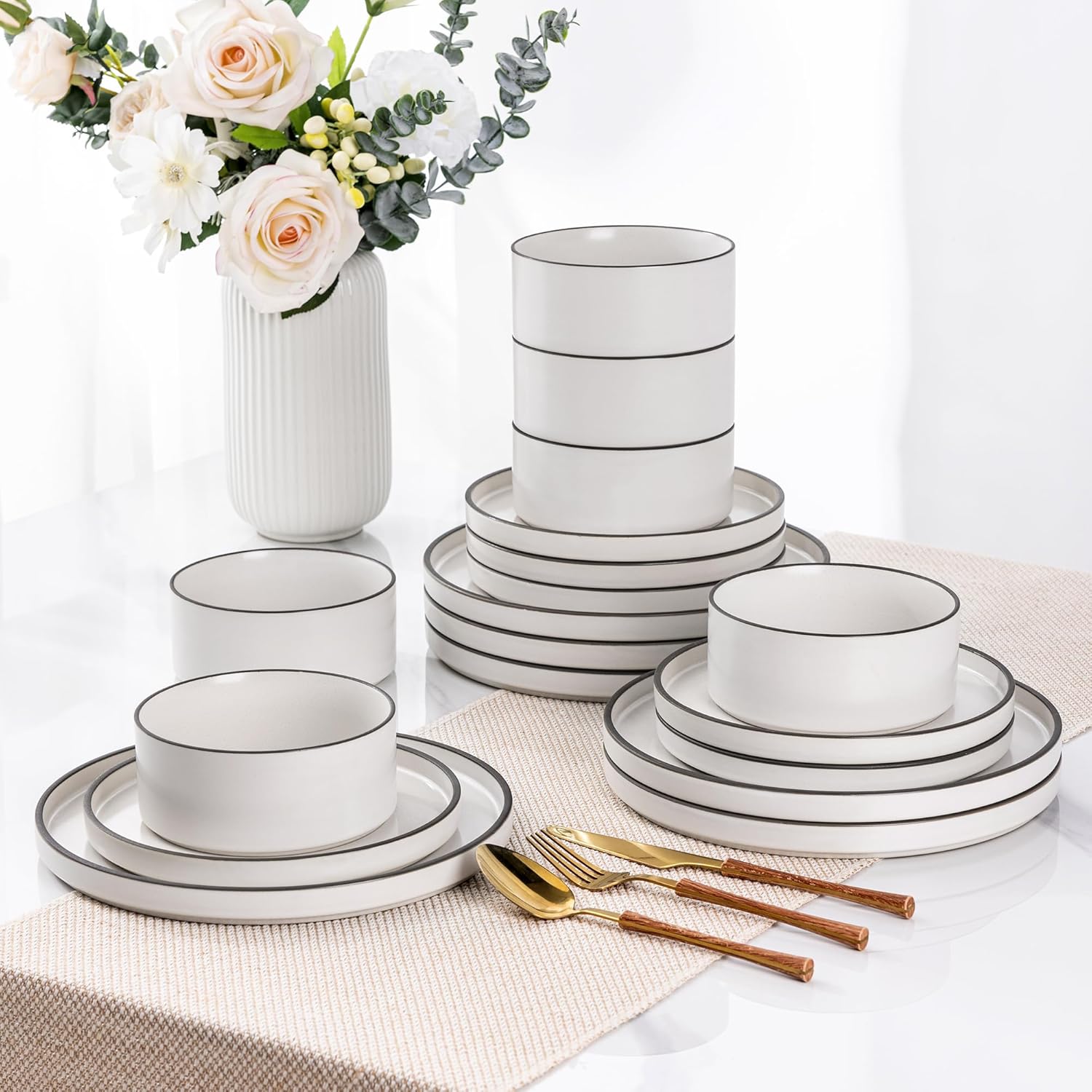 LERATIO Ceramic Dinnerware Sets for 6 - Stylish and Durable