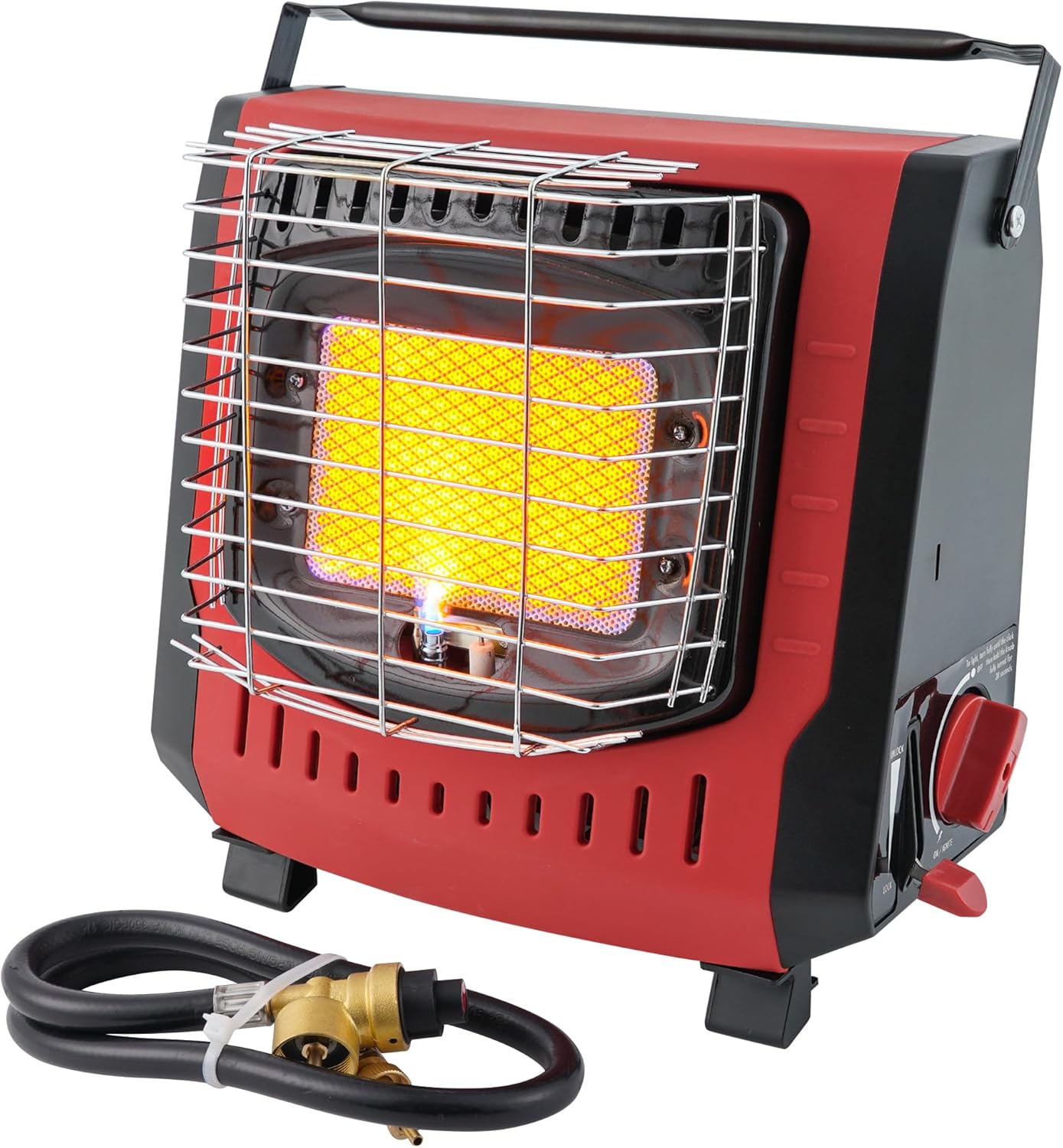 9000BTU Dual Fuel Outdoor Heater - Self-Ignition, Safety Features, Portable Camping Essential