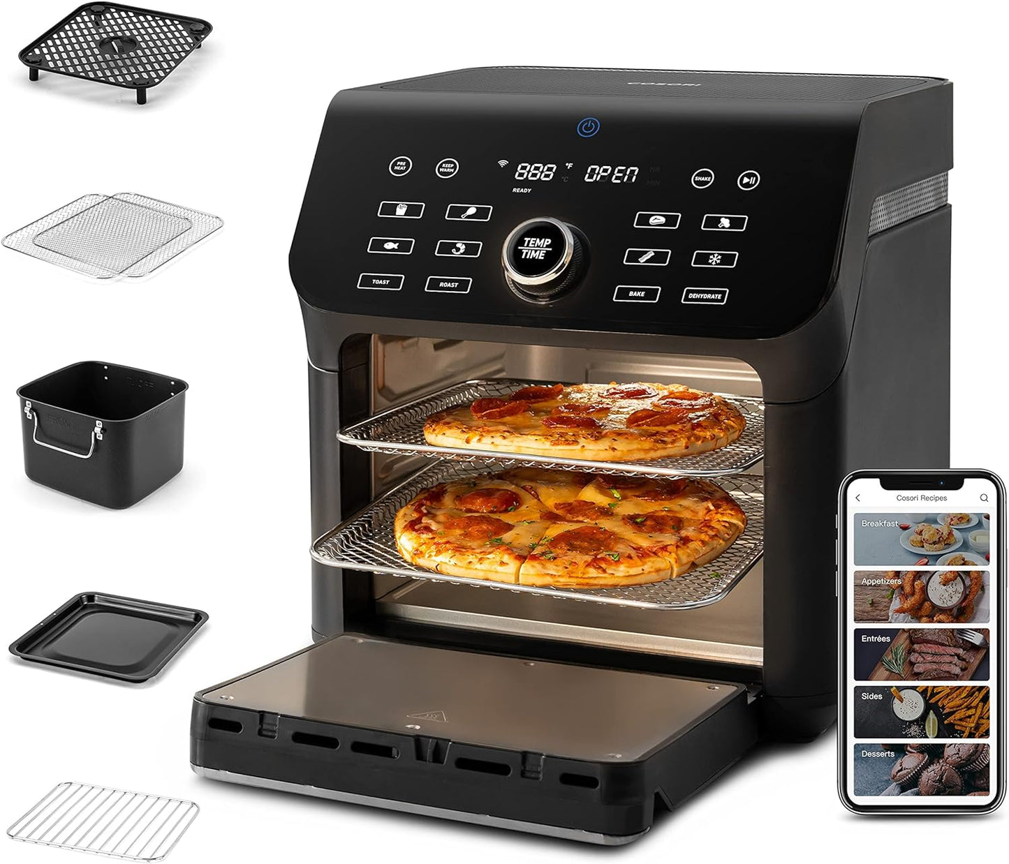 COSORI 10 Qt Air Fryer Oven: Smart Control, 14 Functions, 1000+ Recipes