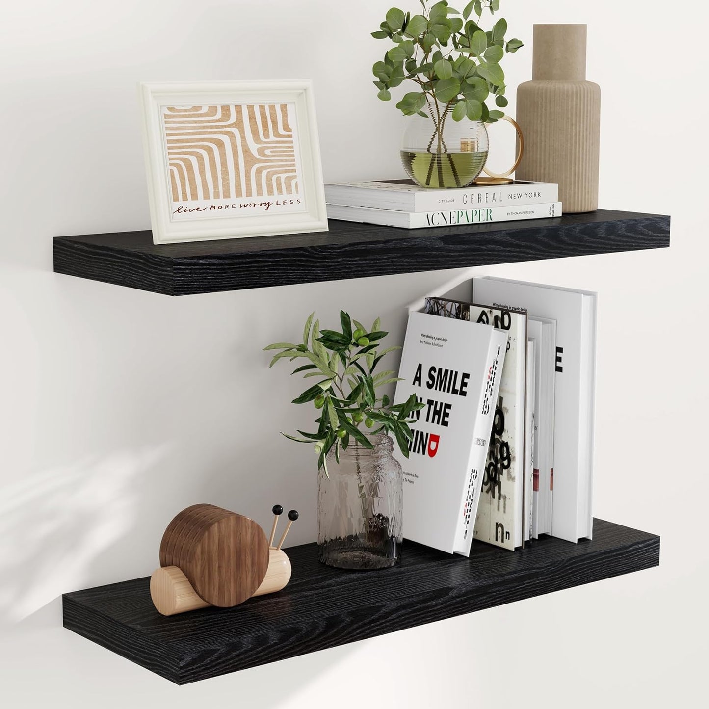 Floating Shelves for Home Decor - Rustic Wall Mounted Set of 2