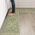 Collive Green Kitchen Mats Set of 2 - Cushioned Anti Fatigue Comfort