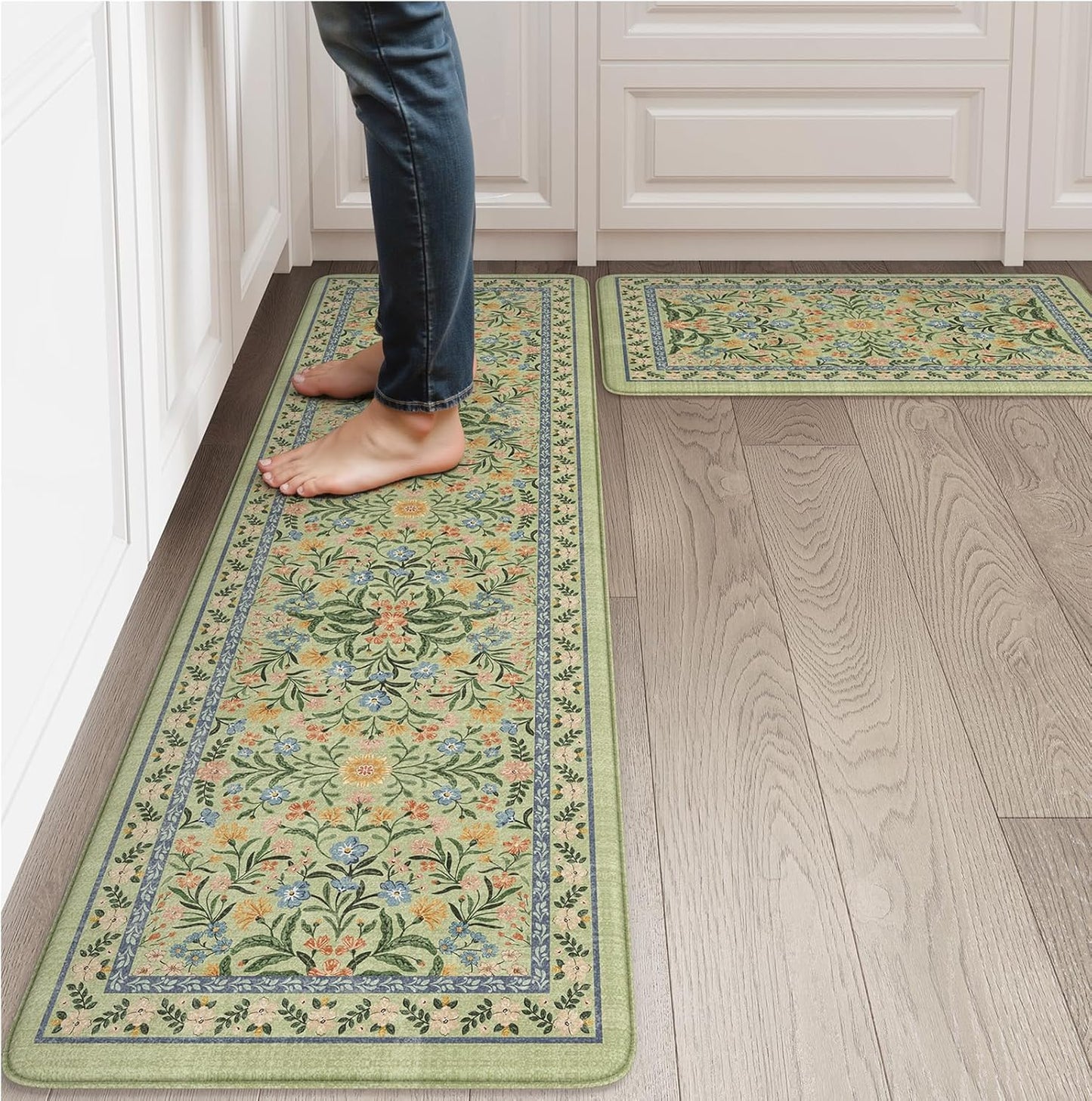 Cushioned Anti Fatigue Kitchen Mats Set of 2 for Comfort