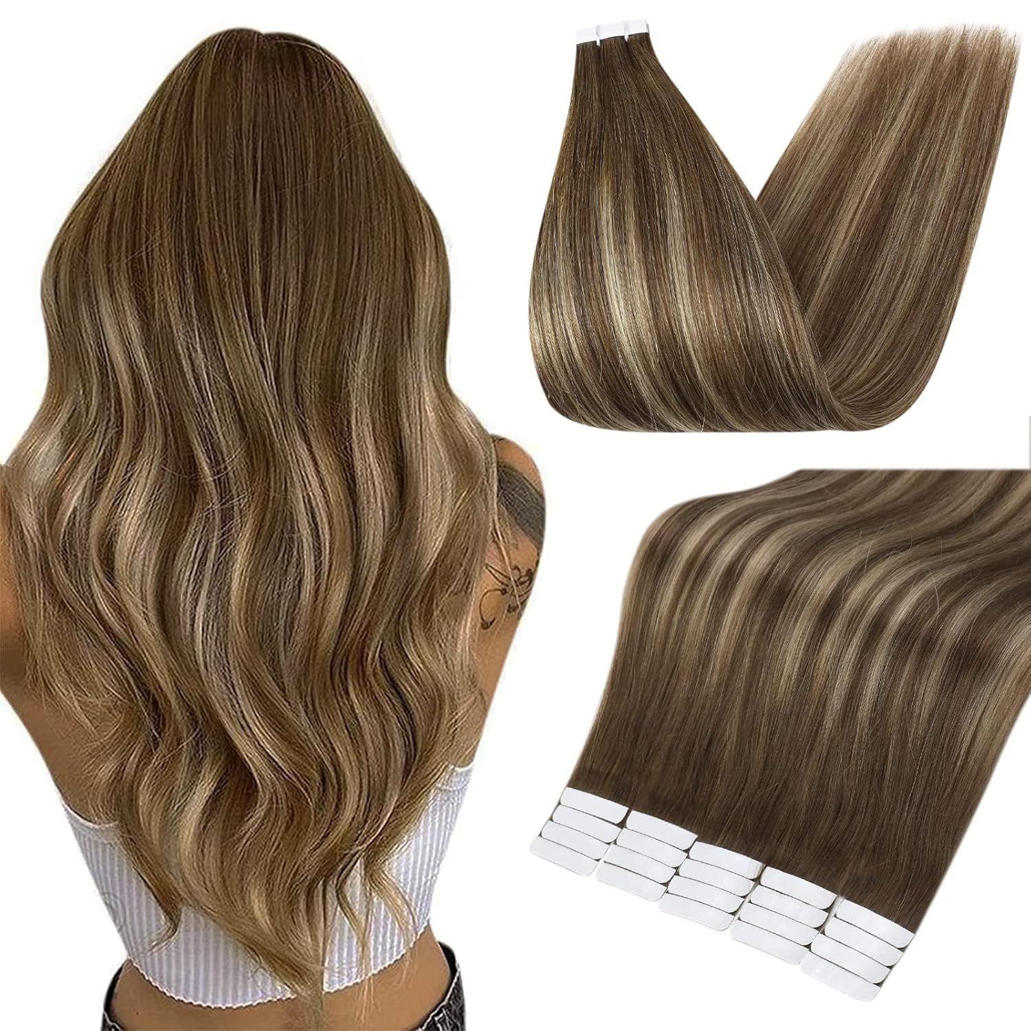 Full Shine Tape Ins Human Hair Extensions for Natural Look