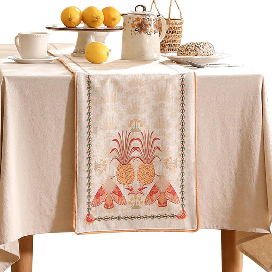 Designer Tropical Linen Table Runner for Elegant Dining Decor