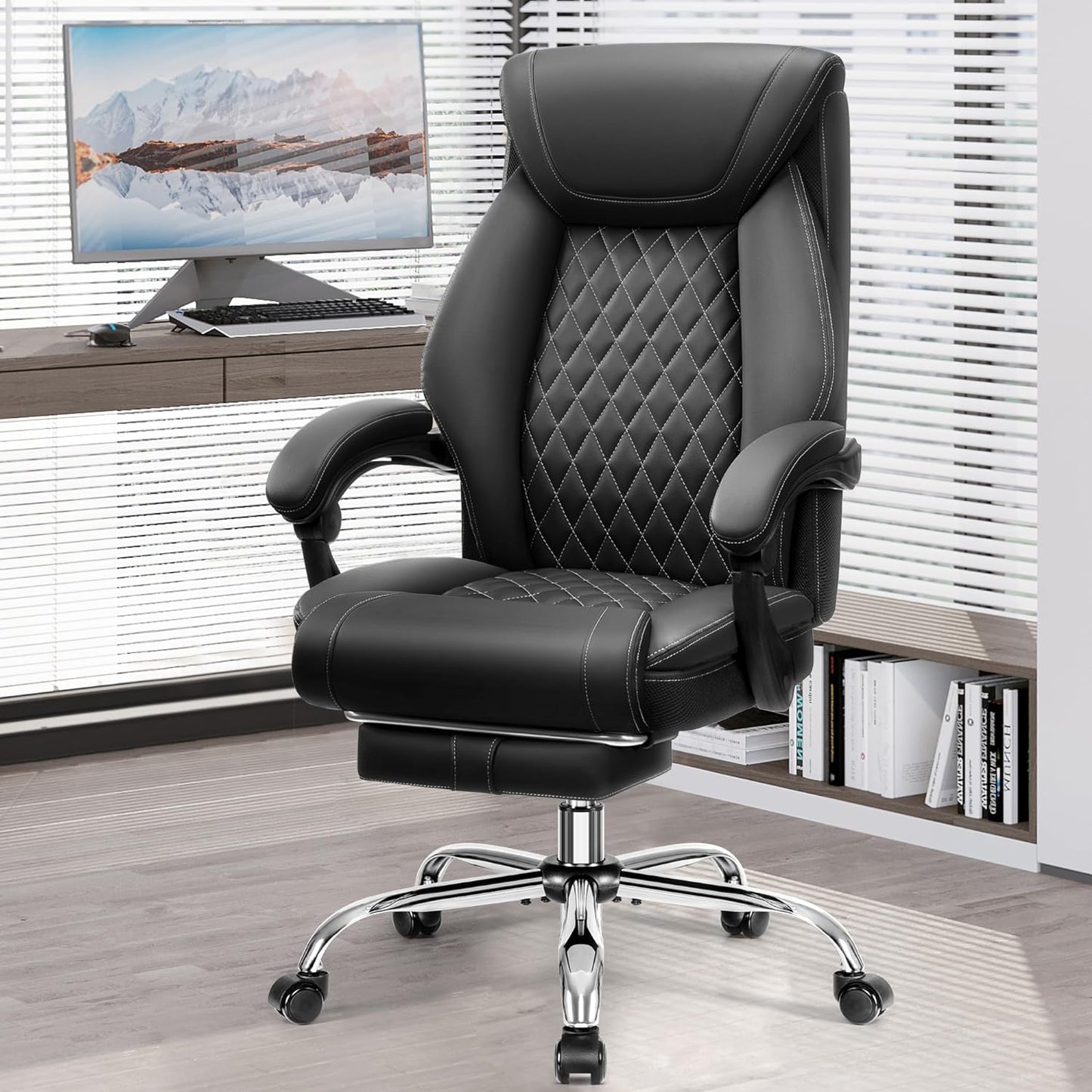 Executive Leather Office Chair, Lumbar Support, Recliner | BestGlory