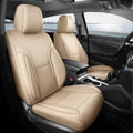 Beige Car Seat Covers Full Set - Breathable Faux Leather Universal Fit