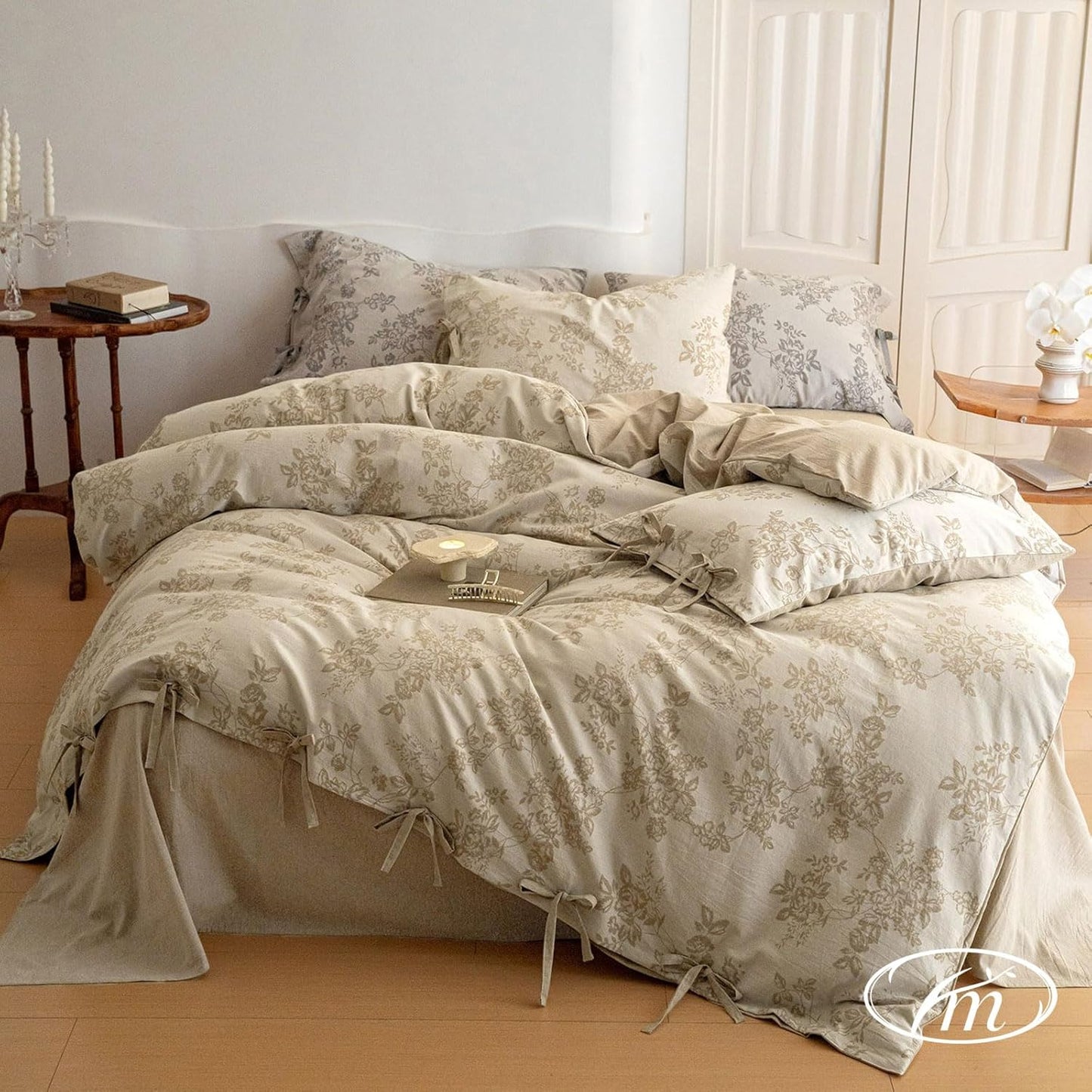 VM VOUGEMARKET Linen Cotton Duvet Cover Set King Retro Design