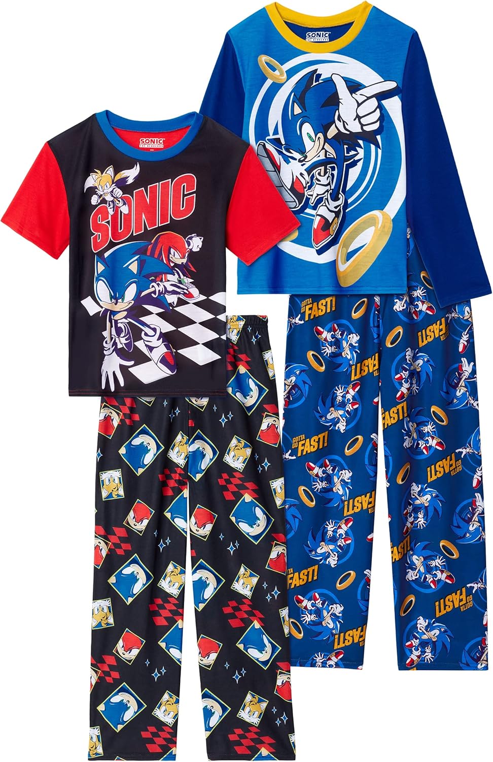 Sonic The Hedgehog Boys Pajama Sets for Kids - 4 Piece Sleepwear