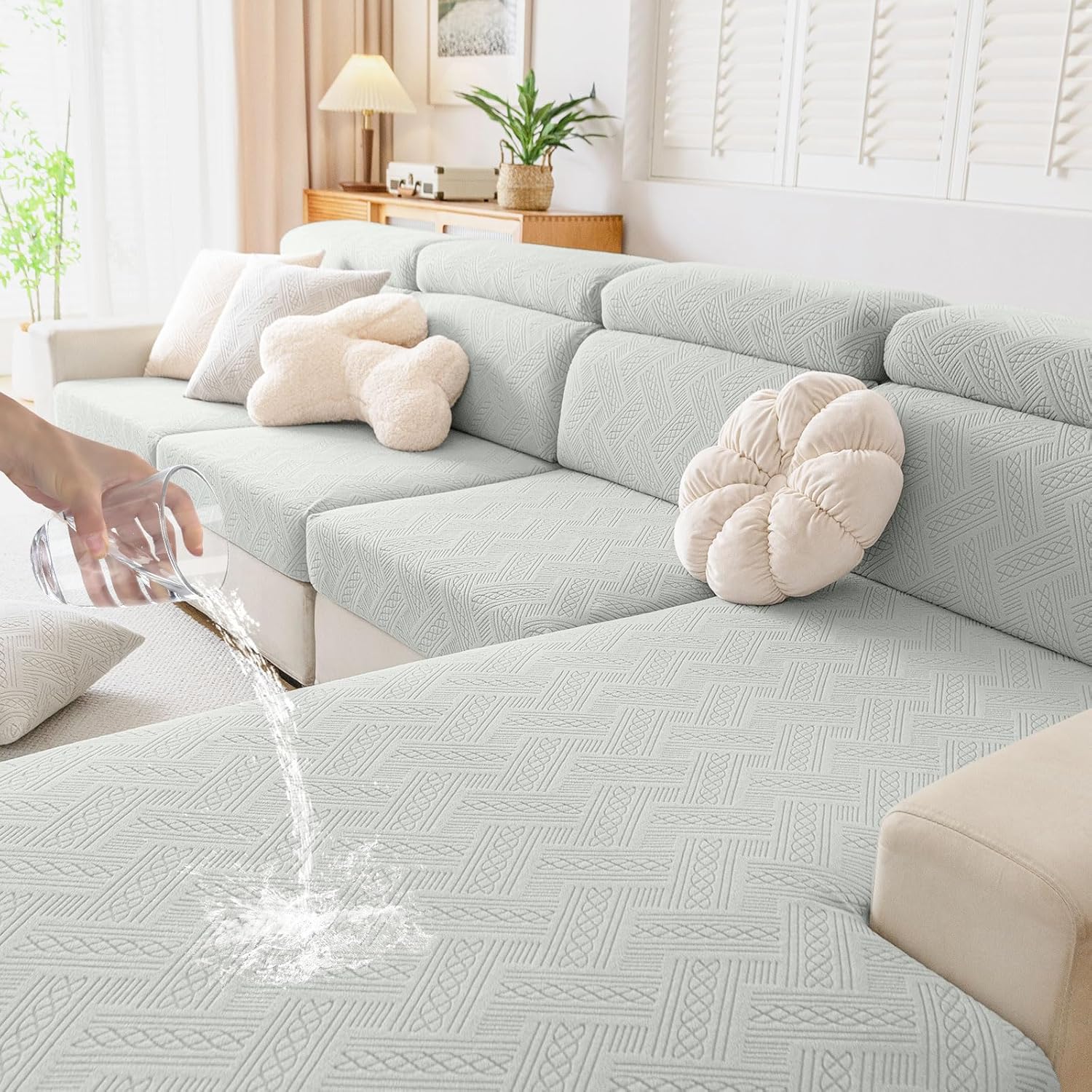 Hyha Waterproof Couch Cushion Covers for Pets - Light Grey