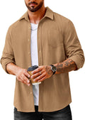 Men's Waffle Button Down Shacket Jacket - Lightweight Casual Layering