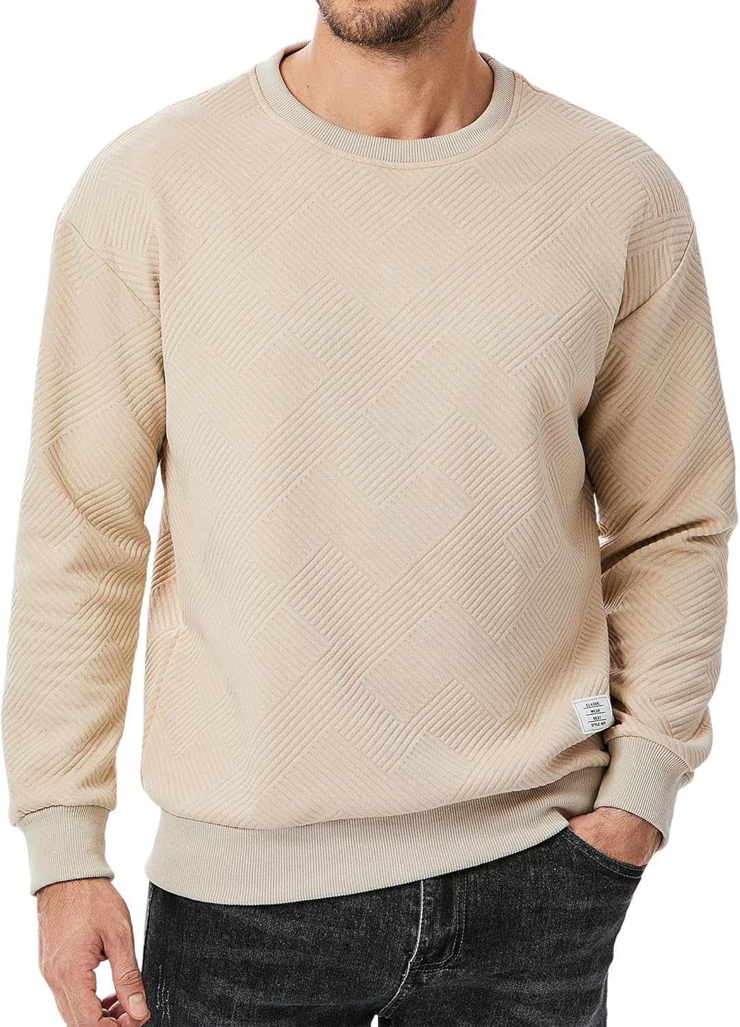 Geometric Texture Sweatshirt for Men
