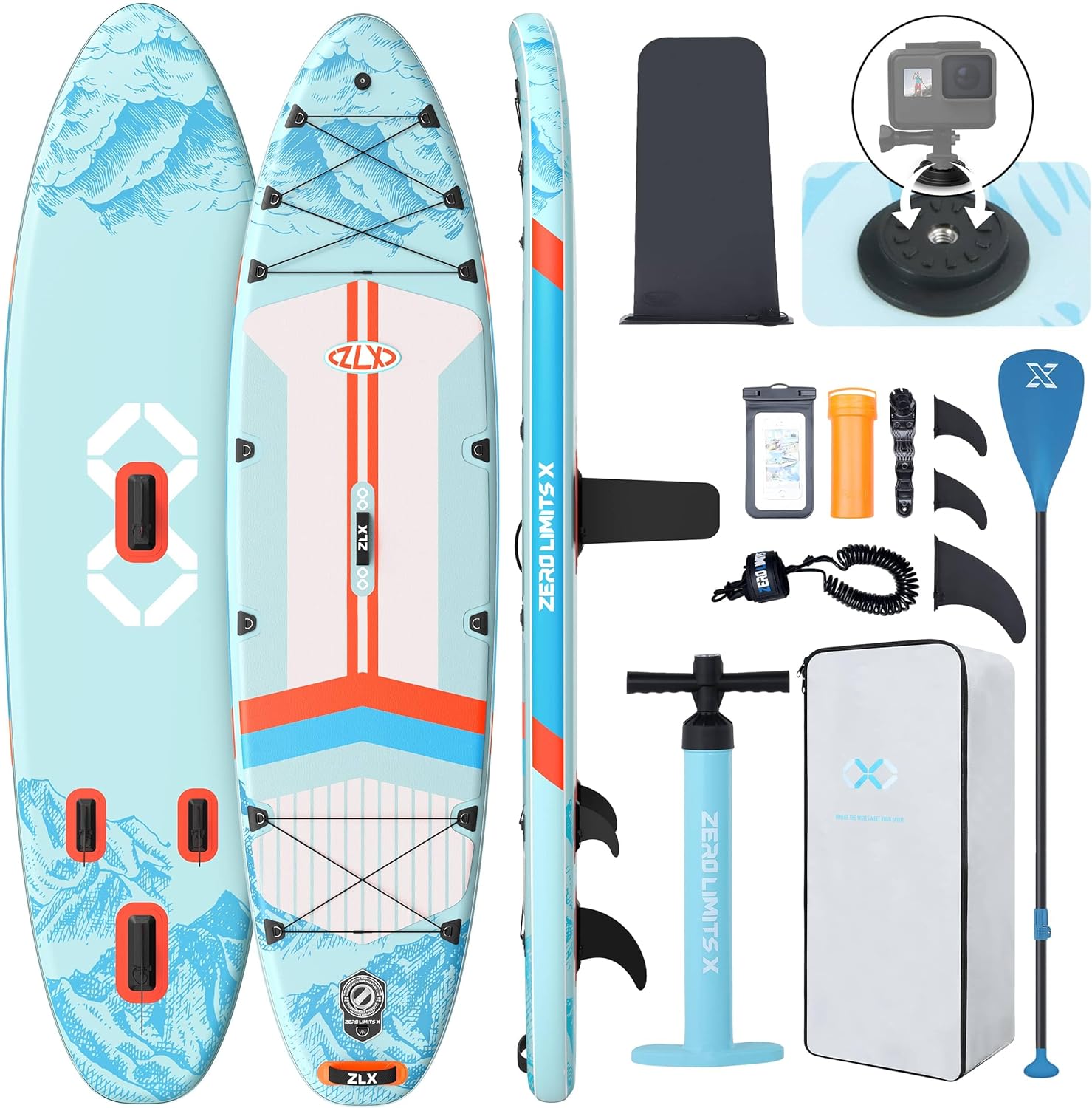 ZLX 11ft 6in Extra Wide Inflatable Stand Up Paddle Board for All