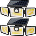 Solar Motion Sensor Lights 2 Pack - Bright 3-Head Outdoor Security