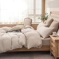 PURE ERA Jersey Knit Duvet Cover Set Cal King - Super Soft Striped