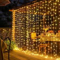 Dazzle Bright 300 LED Curtain String Lights - 8 Modes, Waterproof for Parties, Warm White