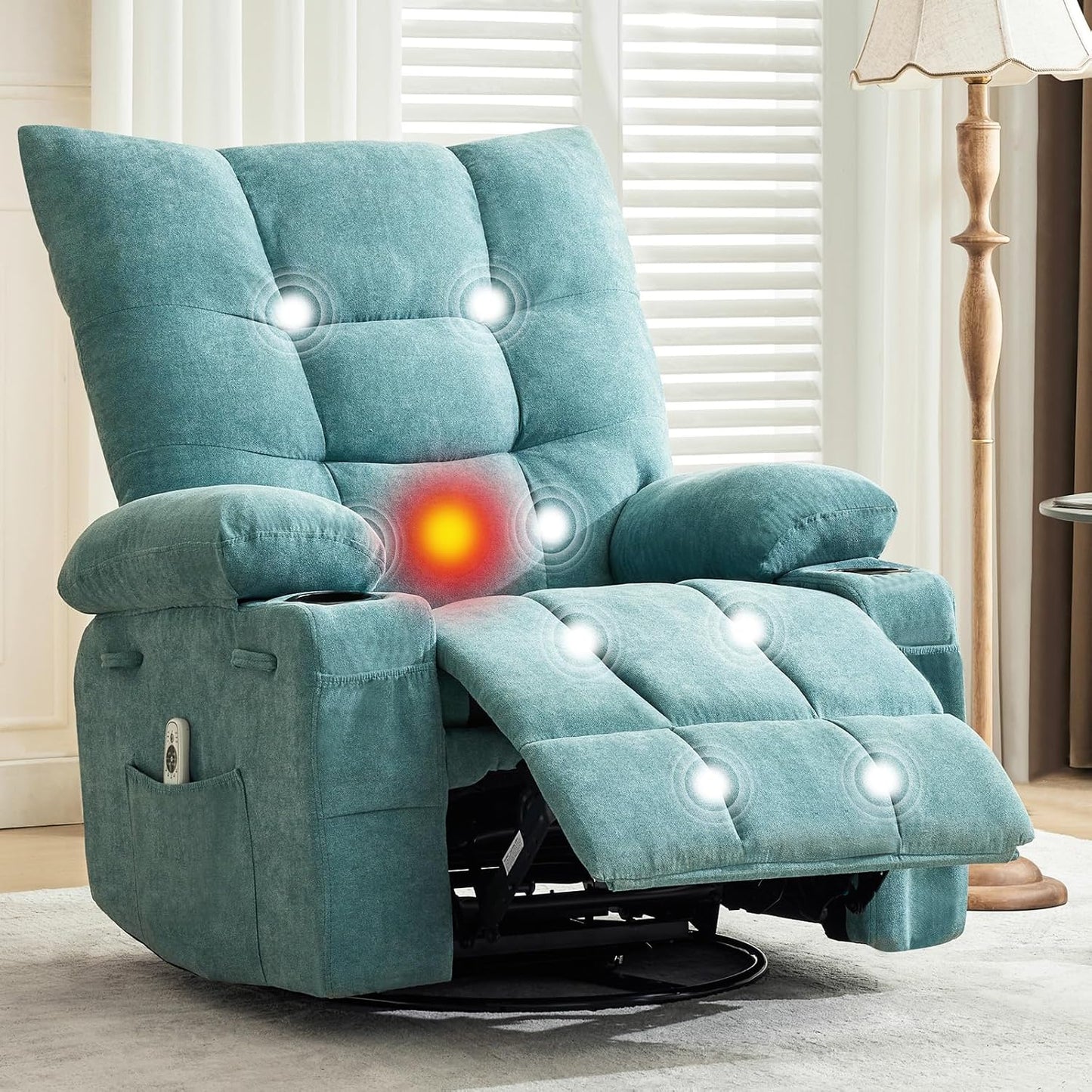 Blue Oversize Massage Recliner with Heat