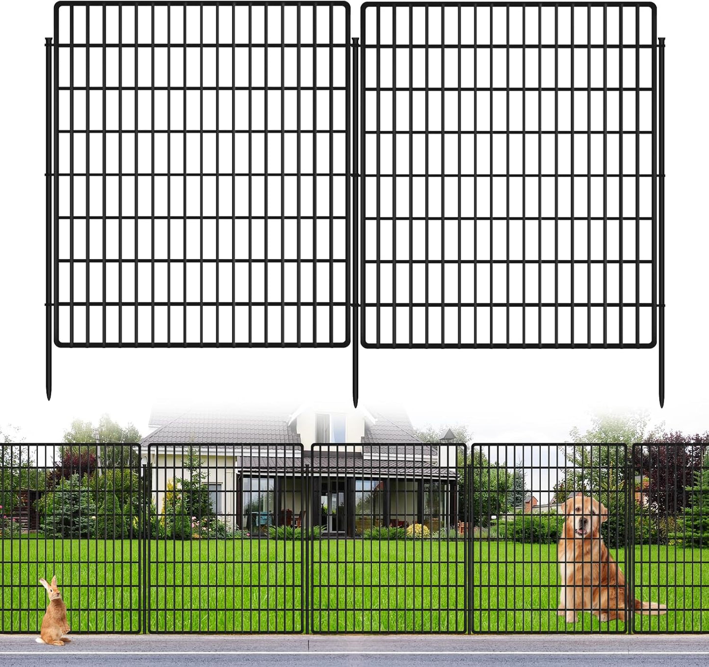 Rustproof Dog Fence: 10 Panels, 24ft for Yard Barrier