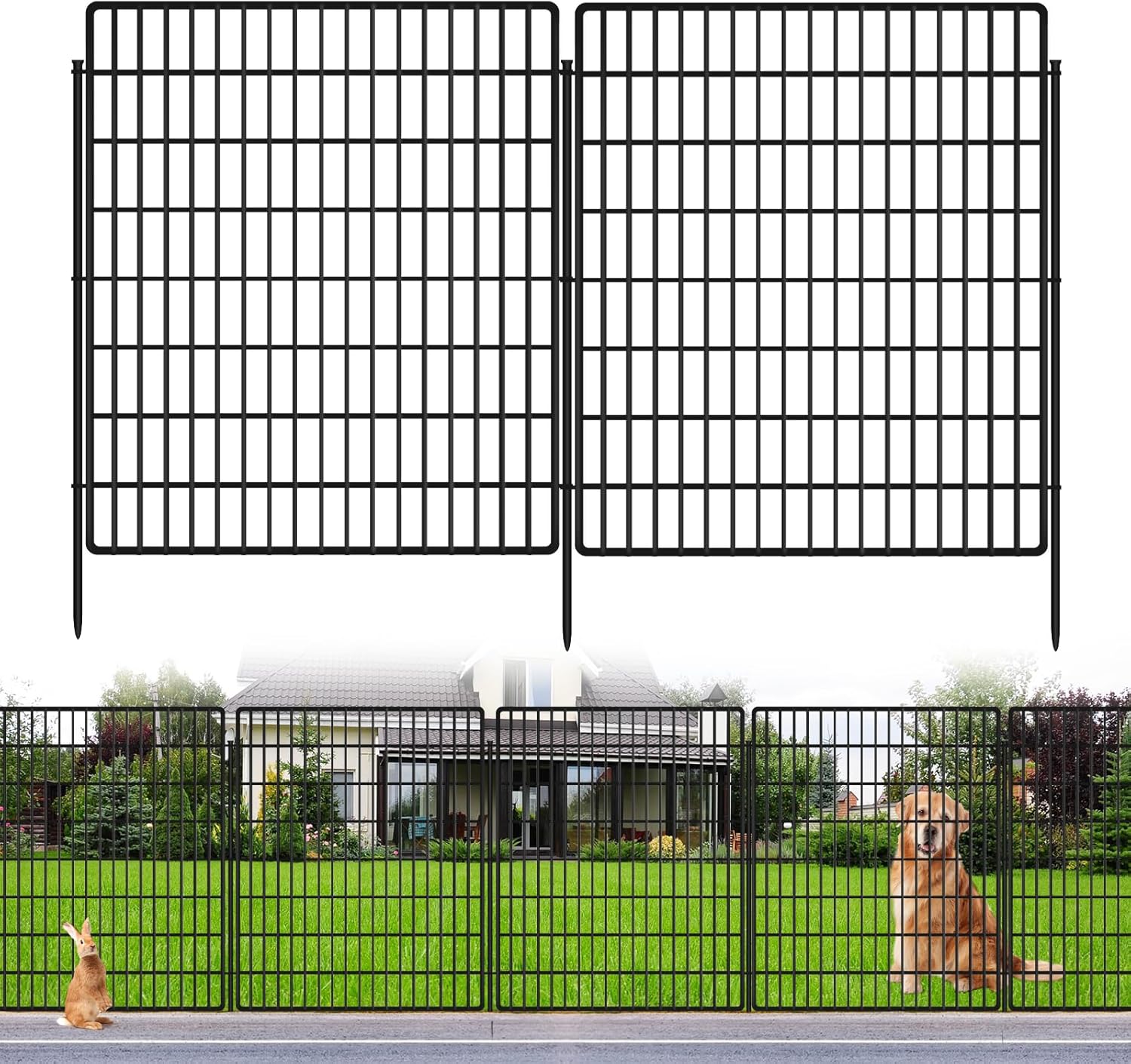 Rustproof Dog Fence: 10 Panels, 24ft for Yard Barrier
