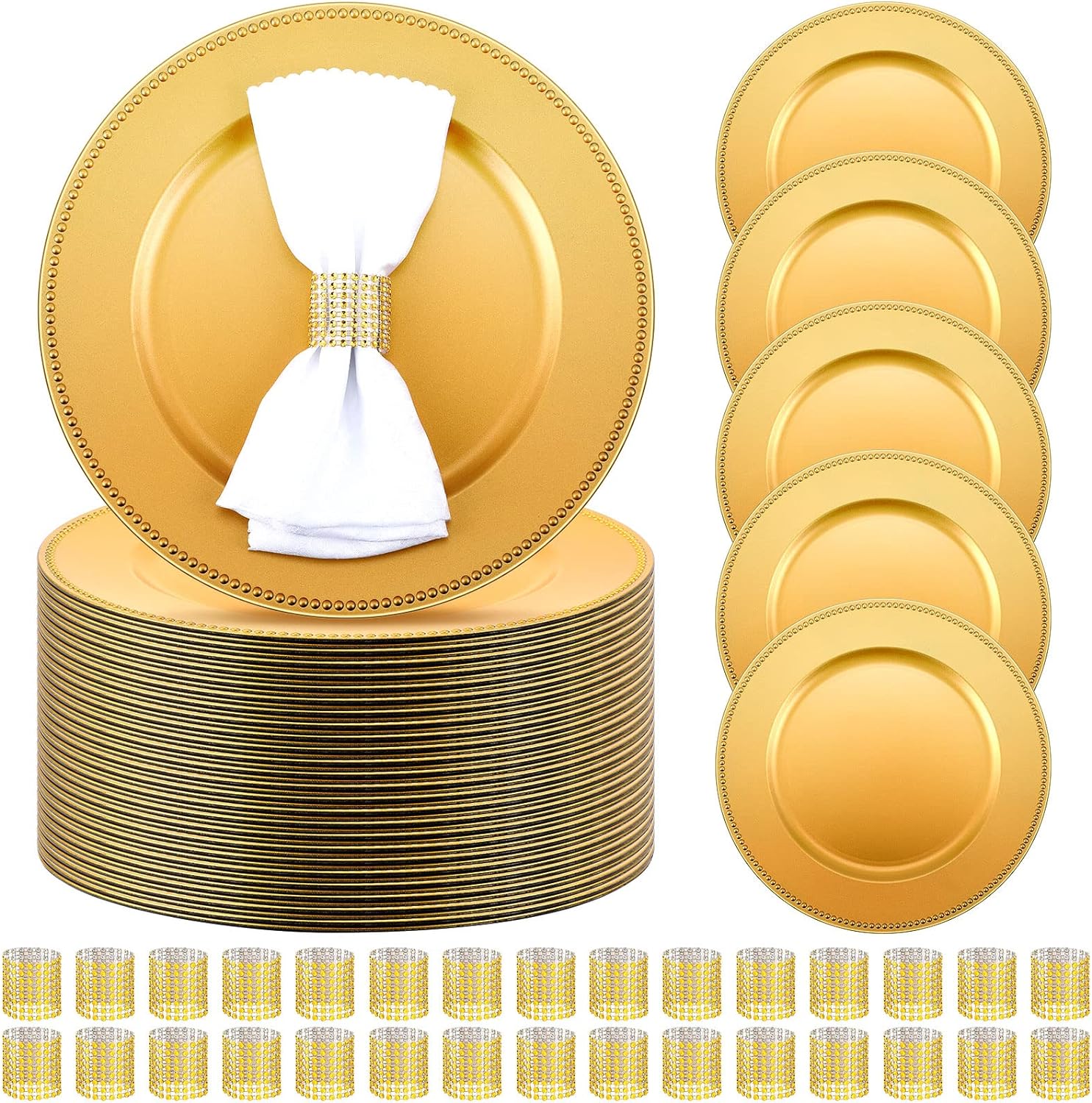 Gold Charger Plates Set 100 Pcs Elegant Table Setting