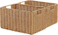 Wicker Storage Basket Set of 2 - Foldable Natural Paper Rope Bins