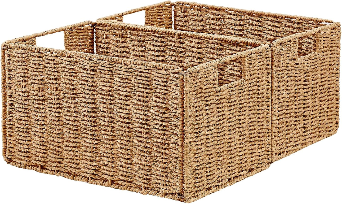 Vagusicc Wicker Storage Basket Set of 2 for Organizing Needs