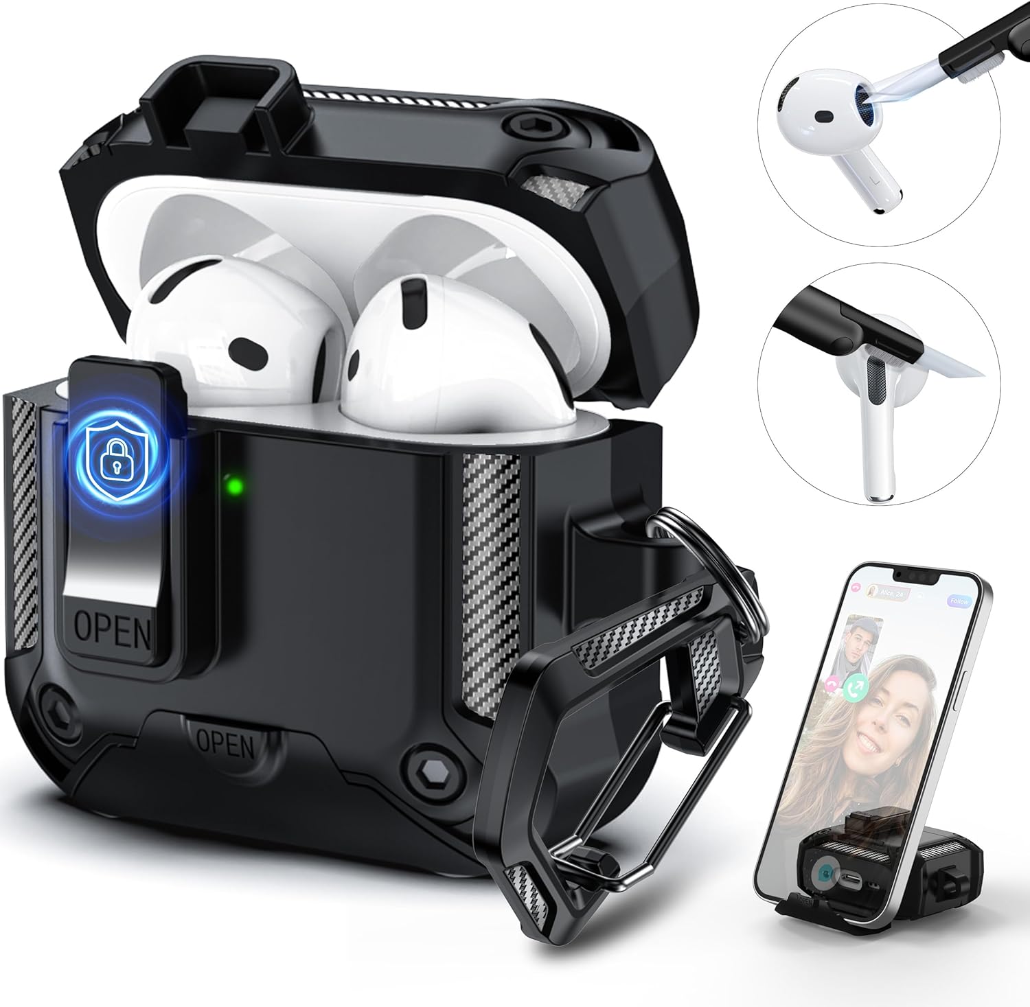 Secure AirPods 4 Case with Upgrade Bracket Design
