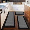 Kitchen Mat Set 3 Piece Minimalist 3D Lattice Runner Rugs - Non Slip