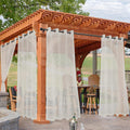 Beige Outdoor Sheer Curtains for Patio 6 Panels - Light Filtering