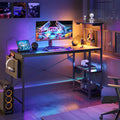 Bestier Gaming Desk with LED Lights and 4 Tiers - Spacious Organized