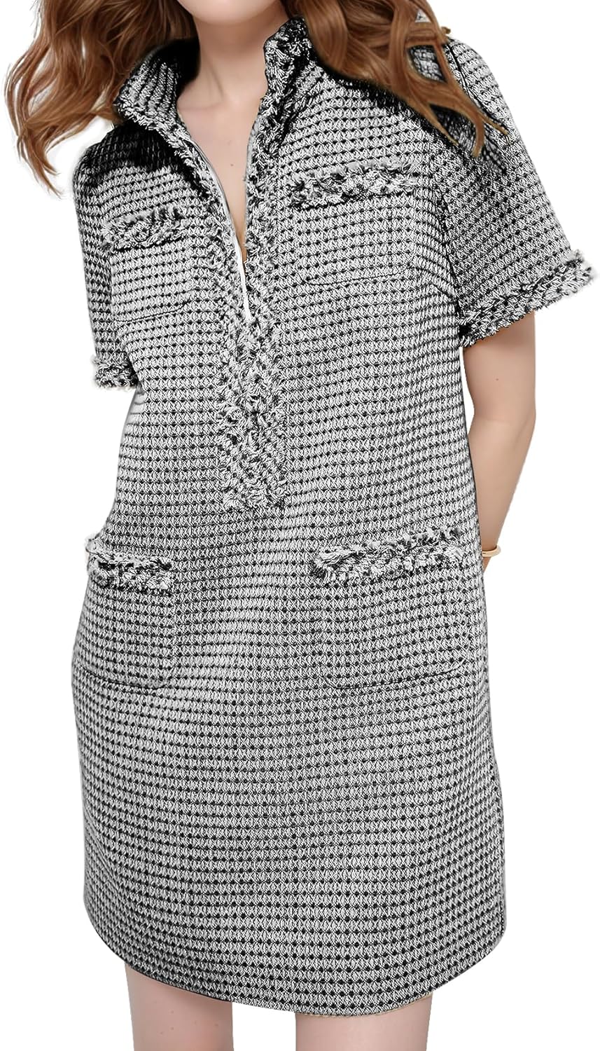 PEHMEA Women's Tweed Dress for Business Party Work Events