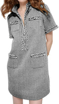 PEHMEA Women's Tweed Dress Mini - Classic Tweed with Pockets