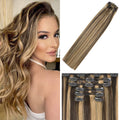 WindTouch Clip In Hair Extensions 18in Chocolate Brown to Dark Blonde